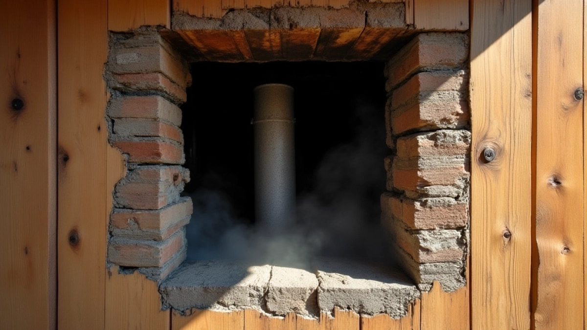 Przejście komina przez ścianę drewnianą