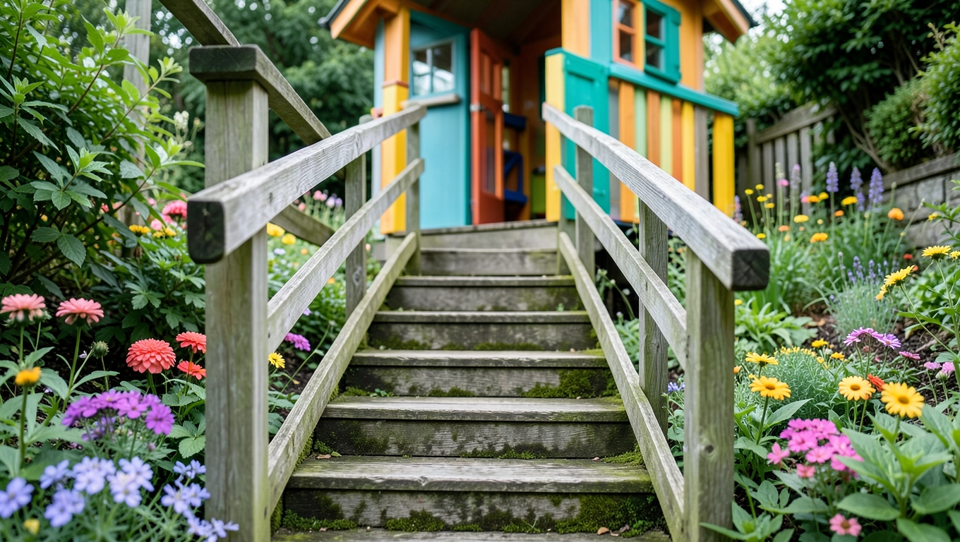 schody drewniane do domku dla dzieci
