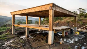 budowa tarasu drewnianego na słupach