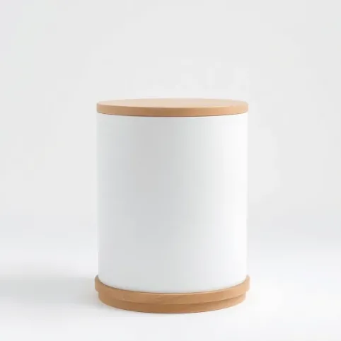 Kosz łazienkowy biały z drewnem