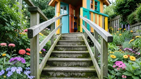 schody drewniane do domku dla dzieci